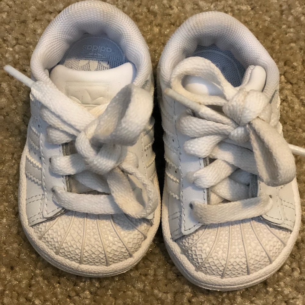 Size 2 baby adidas shell toe shoes